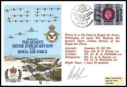 1183 Lettre Airmail Cover Grande Bretagne Great Britain Queen's Silver Jubilee 1977 Signé (signed) Pilots - Flugzeuge