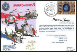 1185 Lettre Airmail Cover Grande Bretagne Great Britain Sparrowhawks 1977 Signé (signed) Pilots - Hélicoptères