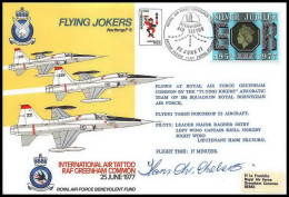 1180 Lettre Airmail Cover Grande Bretagne Great Britain Flying Jokers 1977 Signé (signed) Pilots - Avions