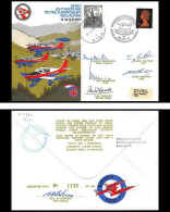 1190 Lettre Airmail Cover Grande Bretagne Great Britain Wels Aeroplanes Autriche (Austria) 1977 Signé Signed Pilots - Avions