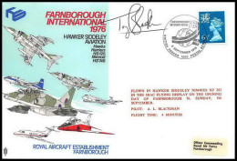 1172 Lettre Airmail Cover Grande Bretagne Great Britain Farnborough 1976 Signé (signed) Pilots - Flugzeuge