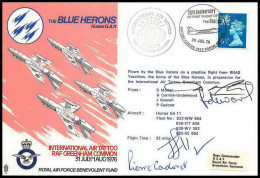 1165 Lettre Airmail Cover Grande Bretagne Great Britain Blue Herons 1976 Signé (signed) Pilots - Avions