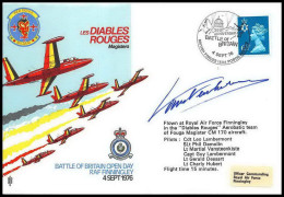 1168 Lettre Airmail Cover Grande Bretagne Great Britain Diables Rouges 1976 Signé (signed) Pilots - Flugzeuge