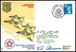 1160 Lettre Airmail Cover Grande Bretagne Great Britain Eagles 1976 Signé (signed) Pilots - Avions