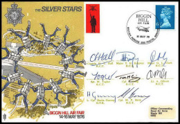1159 Lettre Airmail Cover Grande Bretagne Great Britain Silver Stars 1976 Signé (signed) Pilots - Avions