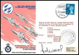 1164 Lettre Airmail Cover Grande Bretagne Great Britain Blue Herons 1976 Signé (signed) Pilots - Airplanes