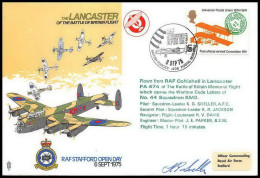 1153 Lettre Airmail Cover Grande Bretagne Great Britain Lancaster 1975 Signé (signed) Pilots - Airplanes