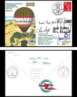 1156 Lettre Airmail Cover Grande Bretagne Great Britain Snowdonia Ballon Balloon 1975 Signé (signed) Pilots - Airplanes