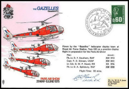 1141 Lettre Airmail Cover Grande Bretagne Great Britain Helicopter Gazelle Signé (signed) Pilots - Hélicoptères