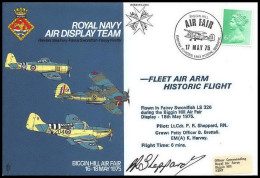 1139 Lettre Airmail Cover Grande Bretagne Great Britain Royal Navy 1975 Signé (signed) Pilots - Avions