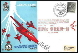 1130 Lettre Airmail Cover Grande Bretagne Great Britain Red Arrows 1974Signé (signed) Pilots - Airplanes