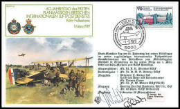 1115 Lettre Airmail War Cover Allemagne (germany Bund) Kohln Folkenstone 1979 Signé (signed) - Airplanes