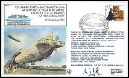 1113 Lettre Airmail War Cover Allemagne (germany Bund) Zeppelin 1909 1979 Signé (signed) - Airplanes