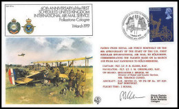 1102 Lettre Airmail War Cover Grande Bretagne Great Britain Folkestone Cologne 1919 - 1979 Signé (signed) - Avions
