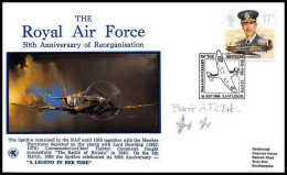 1103 Lettre Airmail War Cover Grande Bretagne Great Britain Royal Air Force 1986 Signé (signed) - Airplanes