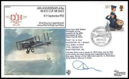 1106 Lettre Airmail War Cover Grande Bretagne Great Britain King's Cup Air Race 1922 1982 Signé (signed) - Airplanes