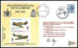 1084 Lettre Airmail War Cover Grande Bretagne Great Britain Battle Of Britain 1940/1980 Signé (signed) - Avions