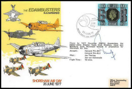 1178 Lettre Airmail Cover Grande Bretagne Great Britain Edambusters 1977 Signé (signed) Pilots - Avions