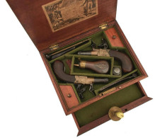 A CASED PAIR OF 54-BORE FLINTLOCK BOXLOCK POCKET - Decorative Weapons