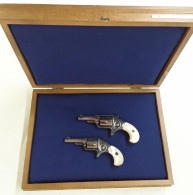 Pair Of Pearl Handel Colt Nickel Plated Pistols - Decorative Weapons
