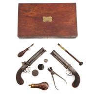 Dueling Pistols In Wood Case 1869 - Decorative Weapons