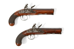 Pair Of English Flintlock Pistols Of Musket Bore - Armes Neutralisées