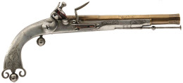 A PAIR OF 18TH CENTURY 28-BORE FLINTLOCK BRASS - Decorative Weapons