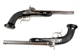 Matched Pair Belgian Rifled Barrel Target Pistols - Decorative Weapons
