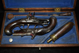 Antique Flintlock Dualing Pistols With Black Powder - Decorative Weapons