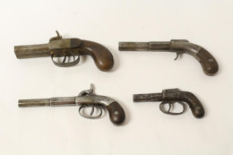 4 Genuine Antique Percussion Pistols - Decorative Weapons