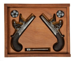 Pair Of Regency Flintlock Pocket Pistols - Decorative Weapons