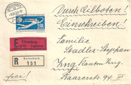Express R Brief  Rorschach - Zug  (Einfachfrankatur Conf. Du Désarmement)      1932 - Lettres & Documents
