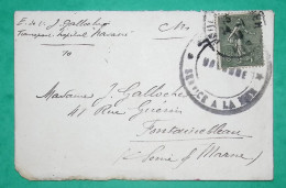 N°130 SEMEUSE FM FRANCHISE MILITAIRE TRANSPORT HOPITAL MARITIME HAVANE POUR FONTAINEBLEAU 1915 WW1 LETTRE COVER FRANCE - Scheepspost