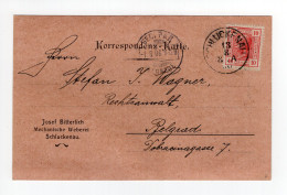 1906. AUSTRIA,SCHLUCKENAU,J. BITTERLICH CORRESPONDENCE CARD,POSTCARD USED TO BELGRADE,SERBIA - Other & Unclassified