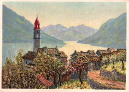 CPSM - RONCO SOPRA ASCONA - Vue Sur Le Lac Majeur Illustration Zuppinger - Edition Steehli - Ronco Sopra Ascona