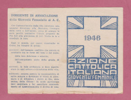 Tessera Associativa- Azione Cattolica Italiana. Gioventù Femminile. Diocesi Di Andria, 1946- - Membership Cards