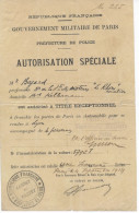 Autorisation Spéciale De Quitter Paris Pour Lyon Accordée Au Directeur De "Le Rhône Aviation" 4/9/1914 - 1914-18