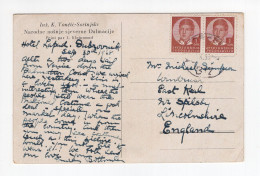 1938. KINGDOM OF YUGOSLAVIA,CROATIA,DUBROVNIK,SHIP MAIL 312 KOTOR - SPLIT,POSTCARD USED TO ENGLAND - Yougoslavie