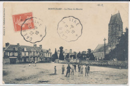 Montchamp (14 Calvados) La Place Du Marché - Coll. Demortreux Phot. AD Circulée 1910 Convoyeur Caen A Vire Type 3 - Autres & Non Classés