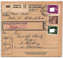 Böhmen Und Mähren 103 U.a. Auf Brief Als Mischfrankatur Paketkarte #KN358 - Altri & Non Classificati