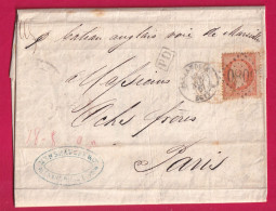 N°23 GC 5080 ALEXANDRIE EGYPTE BFE EGYPT POUR PARIS VOIE ANGLAISE POUR PARIS LETTRE - 1849-1876: Klassik