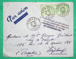 N°809 GANDON BANDE DE 3 LETTRE PAR AVION CANARI CORSE GRIFFE INDEPENDANCE DU VIETNAM POUR HAÏPHONG TONKIN 1950 FRANCE - 1927-1959 Lettres & Documents