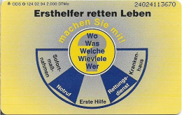 Germany - Steinbruchs-BG – Ersthelfer - O 0124 - 02.1994, 6DM, 2.000ex, Used - O-Series: Kundenserie Vom Sammlerservice Ausgeschlossen