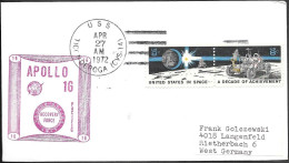 US Space Cover 1972. "Apollo 16" Recovery. USS Ticonderoga - United States