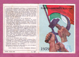 Patito Comunista Italiano, 1959- Tessera Associativa- Rilasciata A Bari- - Membership Cards