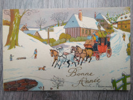 BONNE ANNEE CALECHE CHEVAUX NEIGE - 10159 - New Year