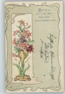 12046341 - Jugendstil Blumen Mit Glimmer, Litho - Other & Unclassified