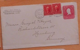 USA Worcester MA Uprated 2c Postal Stationery Cover To Germany 1903. Boynton & Plummer - Briefe U. Dokumente