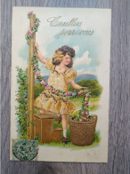 FANTAISIE FILLETTES PANIER GUIRLANDE FLEURS CUEILLIES POUR VOUS GAUFFREE - 10174 - Sonstige & Ohne Zuordnung