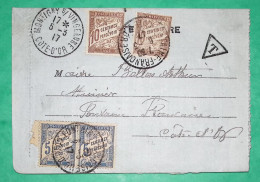 CARTE LETTRE TAXE DUVAL 5 X2 + 10 X2 30C MONTIGNY SUR VINGEANNE COTE D'OR POUR FONTAINE FRANCAISE 1917 COVER FRANCE - 1859-1959 Covers & Documents